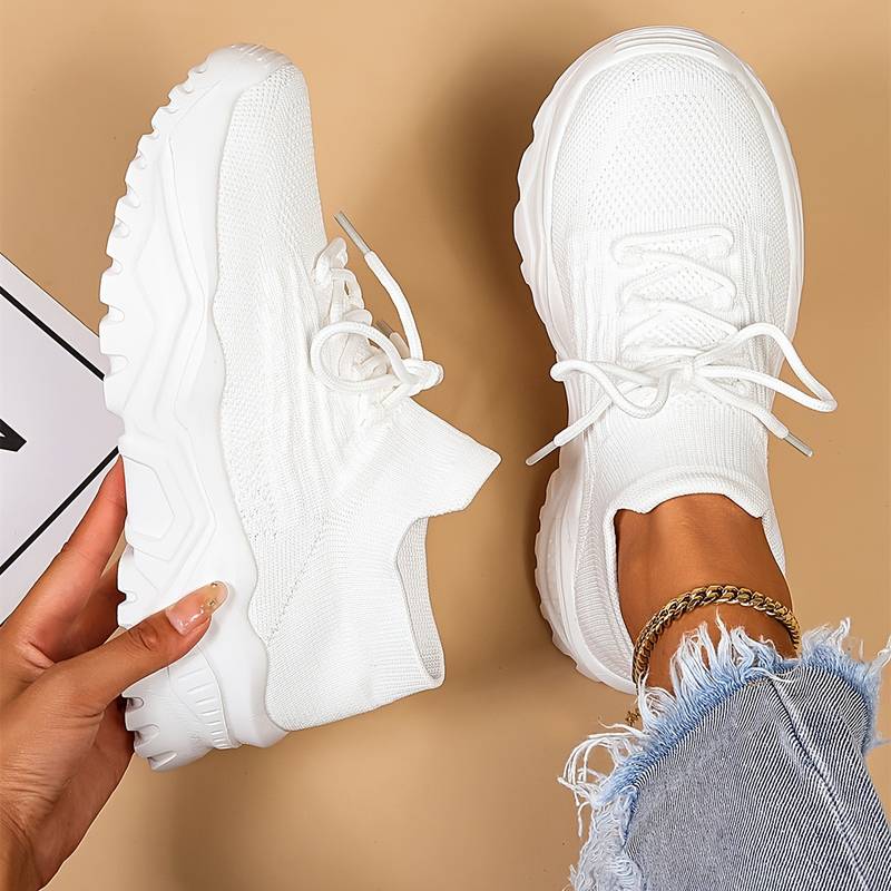 Ivory | Women’s Breathable Knit Sneakers with Orthopedic Design | Comfort