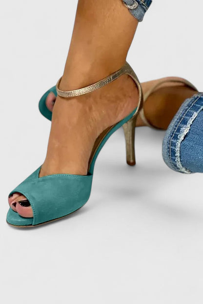 Aria | Elegant Open Toe Ankle Strap Heels