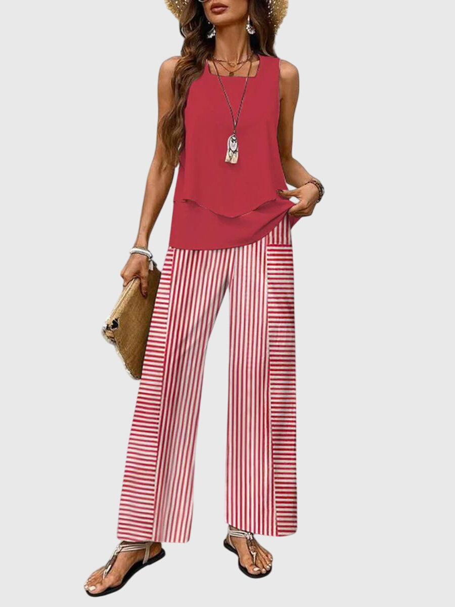 Isadora | Layered Top & Breezy Pants Set