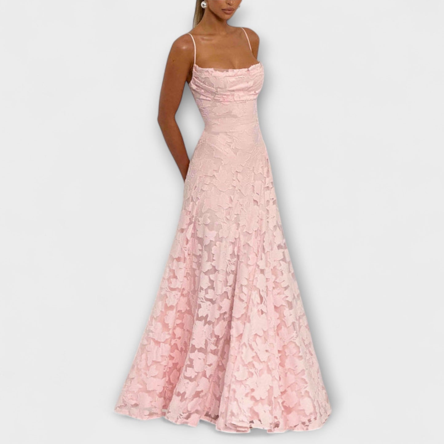 Abigail | Floral lace maxi dress with straps for special occasions