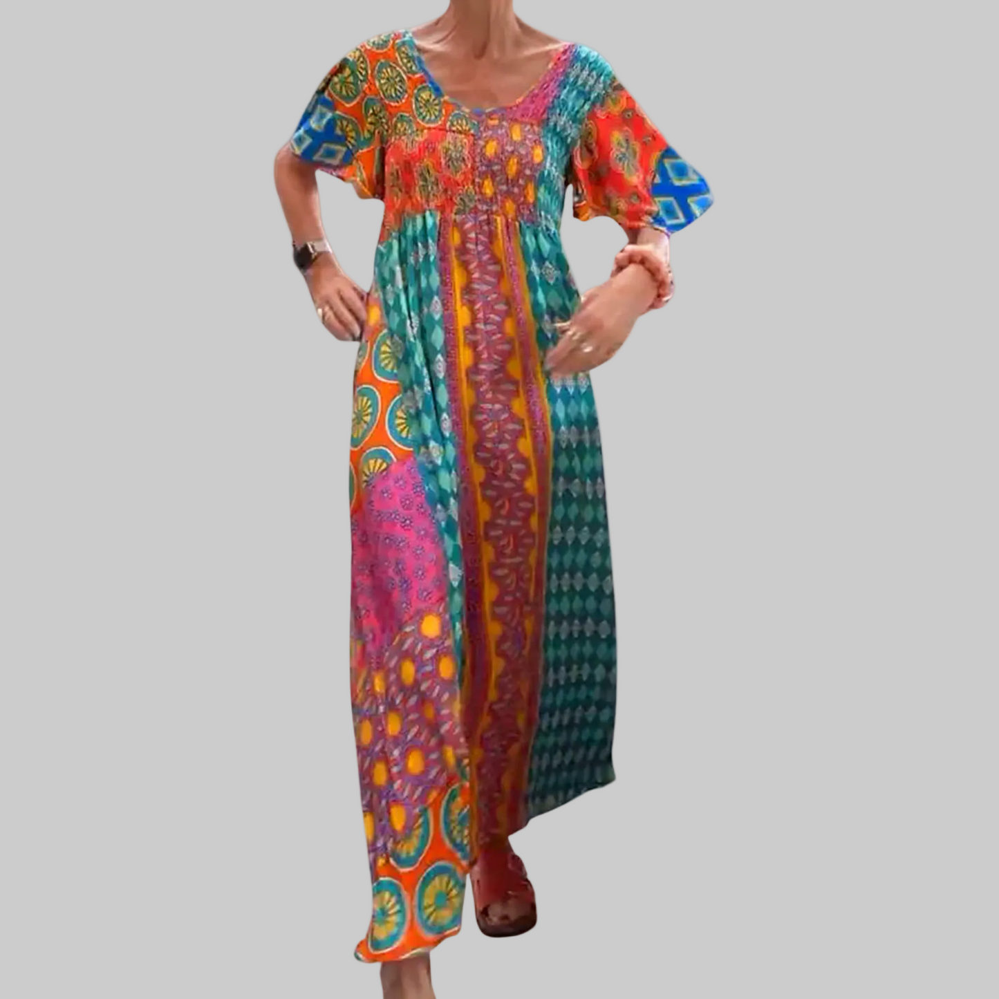 Evelyn | Women's maxi dress in bohemian patchwork design