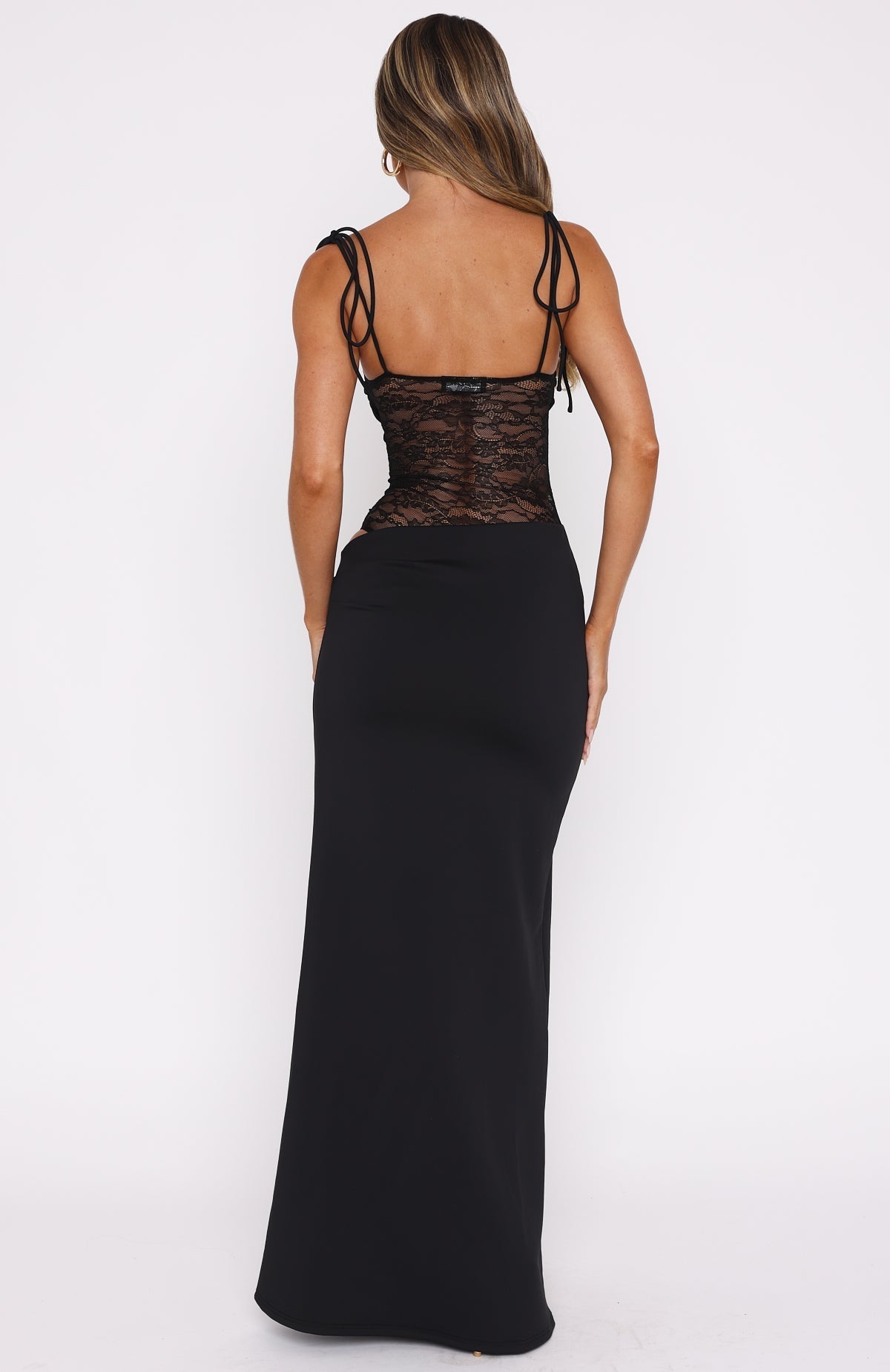 Naomi | Women's elegant maxi dress with lace panel side slit