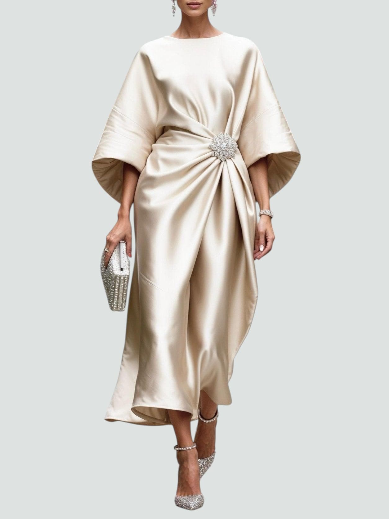 Brynn | Women’s Elegant Midi Dress with Draped Silhouette | Elegant