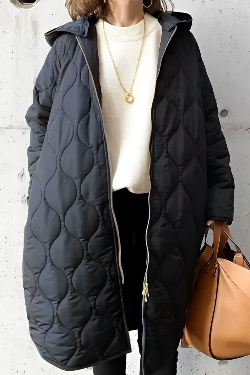 Katherine | Hooded Wave-Quilted Long Parka