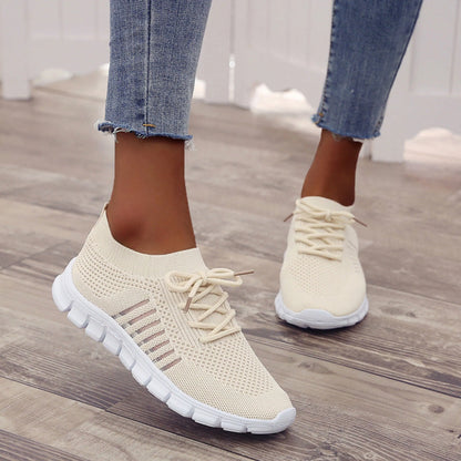 Velnira | Women Lace Up Sneakers with Breathable Design and Cushioned Sole