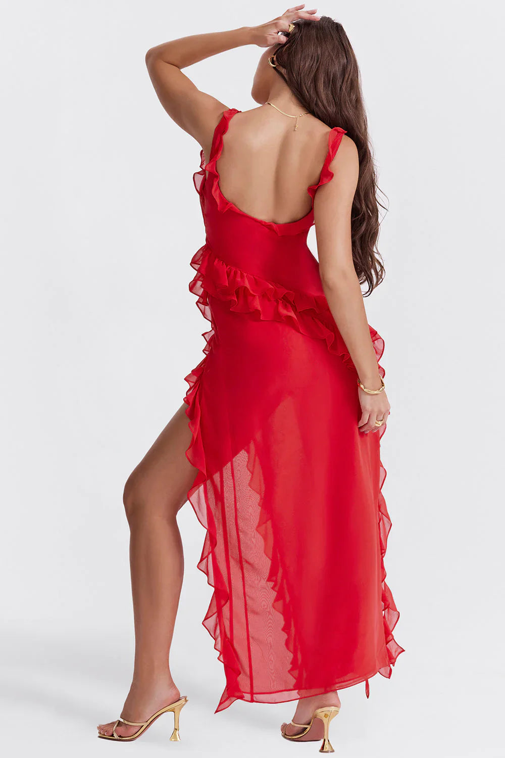 Elora | Women’s Ruffle-Trim Midi Dress | Stylish