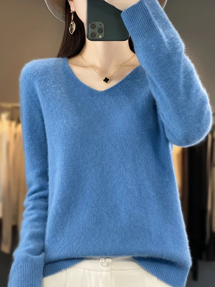 Karen | Women's Elegant Cashmere Pullover with V Neck