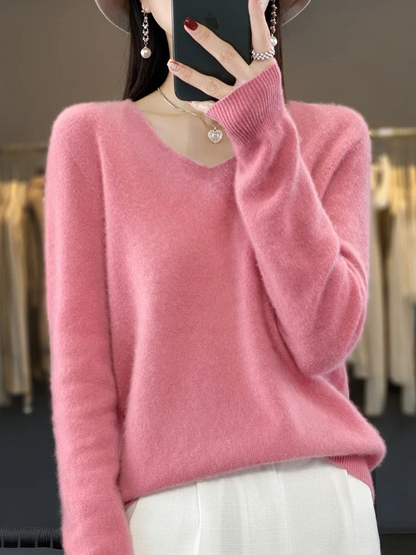Karen | Women's Elegant Cashmere Pullover with V Neck