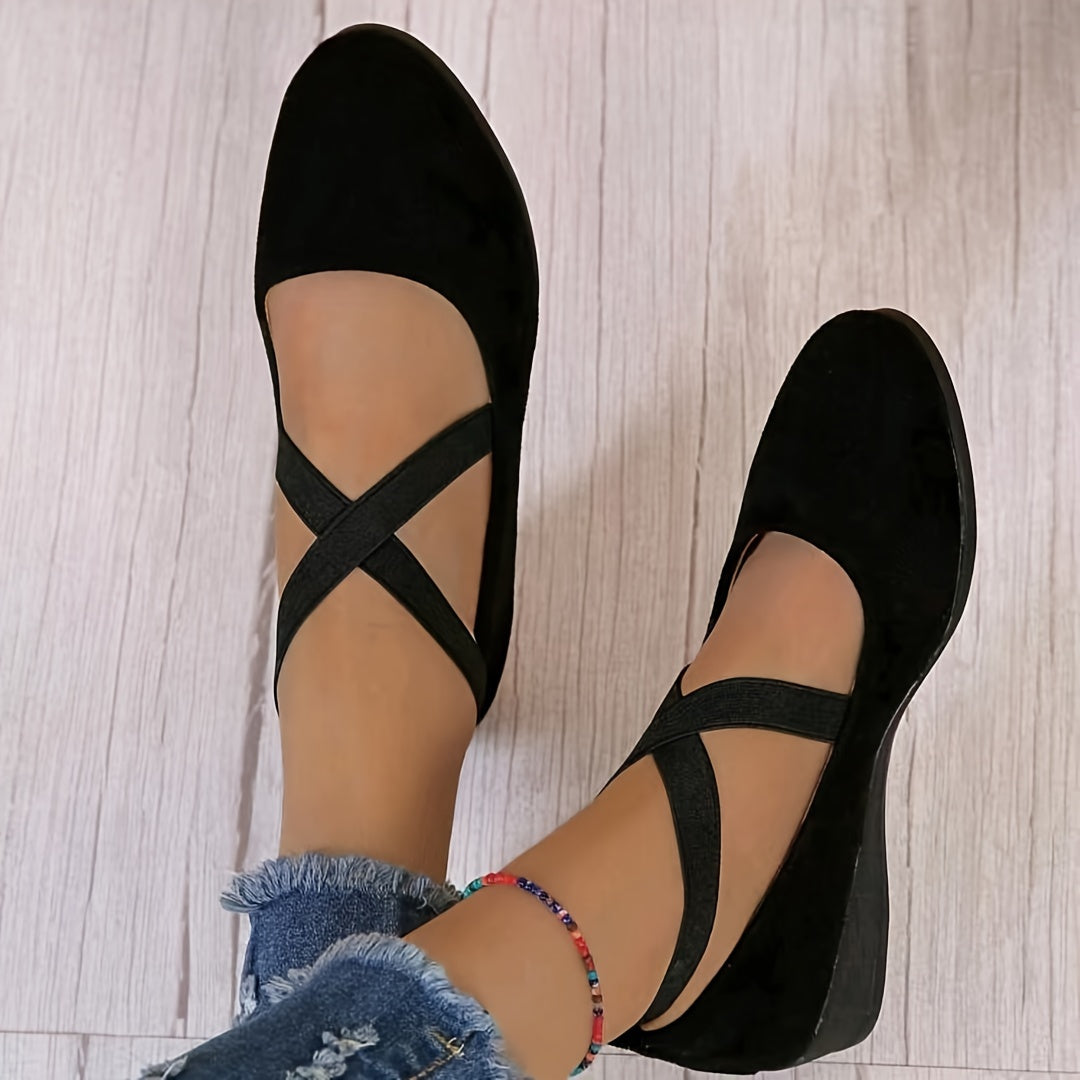 Novalie | Women’s Cross-Strap Ballet Flats | Chic