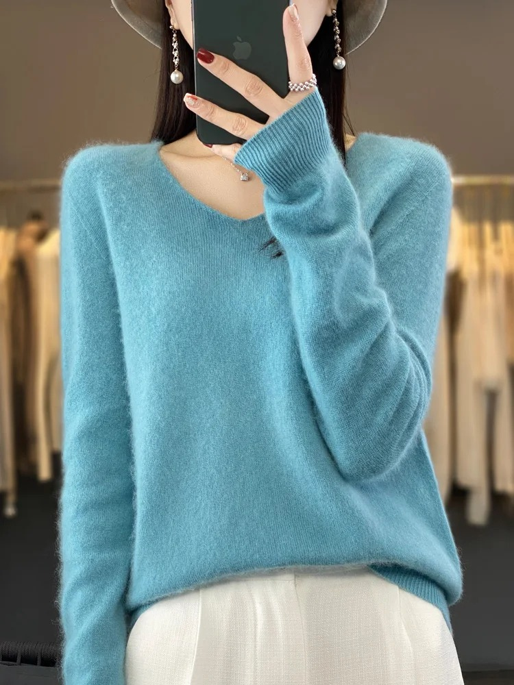 Karen | Women's Elegant Cashmere Pullover with V Neck