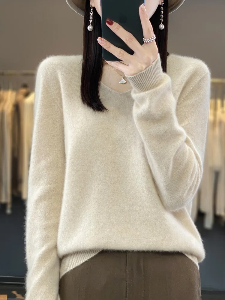 Karen | Women's Elegant Cashmere Pullover with V Neck