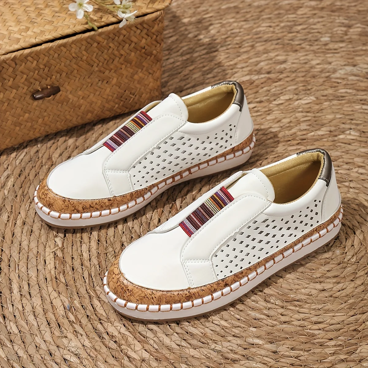 Serina | Women Slip On Shoes with Perforated Design and Cushioned Sole