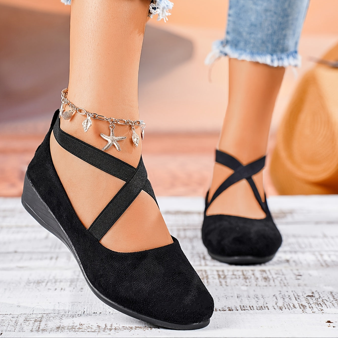 Novalie | Women’s Cross-Strap Ballet Flats | Chic