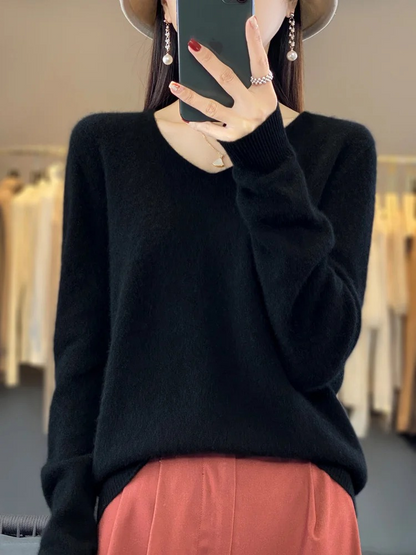 Karen | Women's Elegant Cashmere Pullover with V Neck