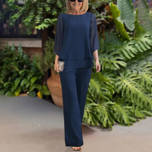 Celine | Women elegant two piece pants set with wide leg fit