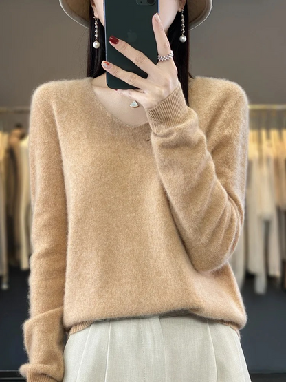Karen | Women's Elegant Cashmere Pullover with V Neck