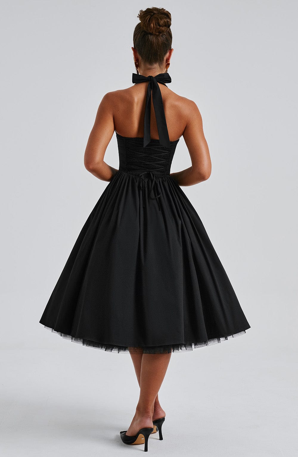 Phoebe | Women’s Elegant Halter Neck Midi Dress With Pleated Skirt