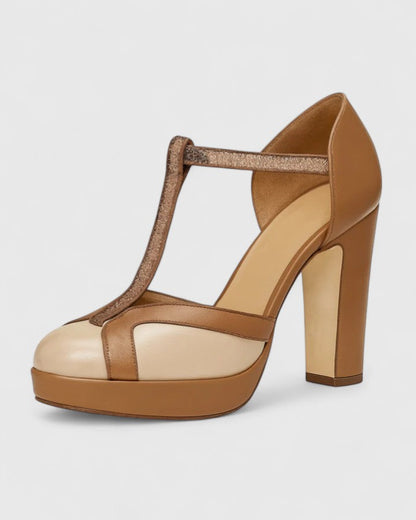 Bianca | Vintage Platform T Strap Heels