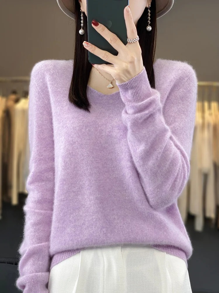 Karen | Women's Elegant Cashmere Pullover with V Neck