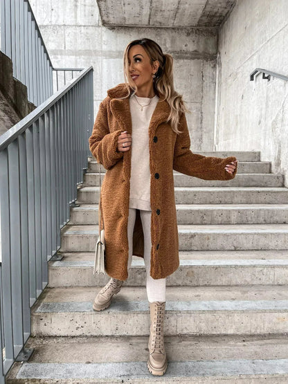 Mary | Plush Trench Coat with Button Closure