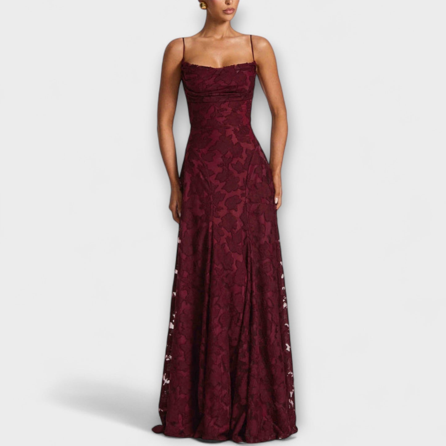 Abigail | Floral lace maxi dress with straps for special occasions