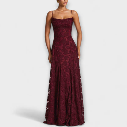 Abigail | Floral lace maxi dress with straps for special occasions