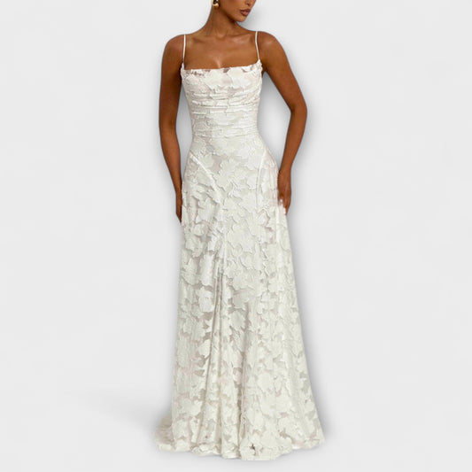Abigail | Floral lace maxi dress with straps for special occasions