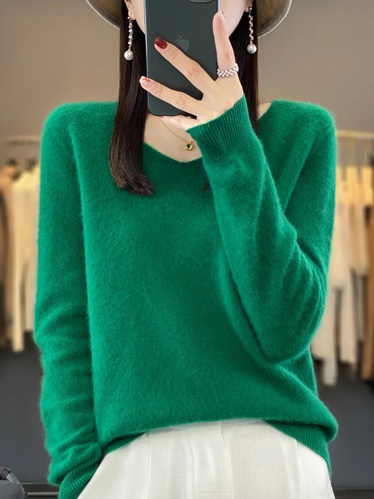Karen | Women's Elegant Cashmere Pullover with V Neck