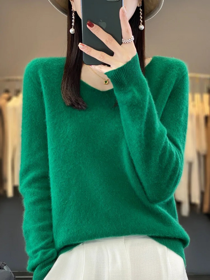 Karen | Women's Elegant Cashmere Pullover with V Neck