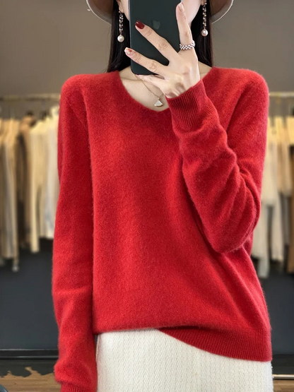 Karen | Women's Elegant Cashmere Pullover with V Neck
