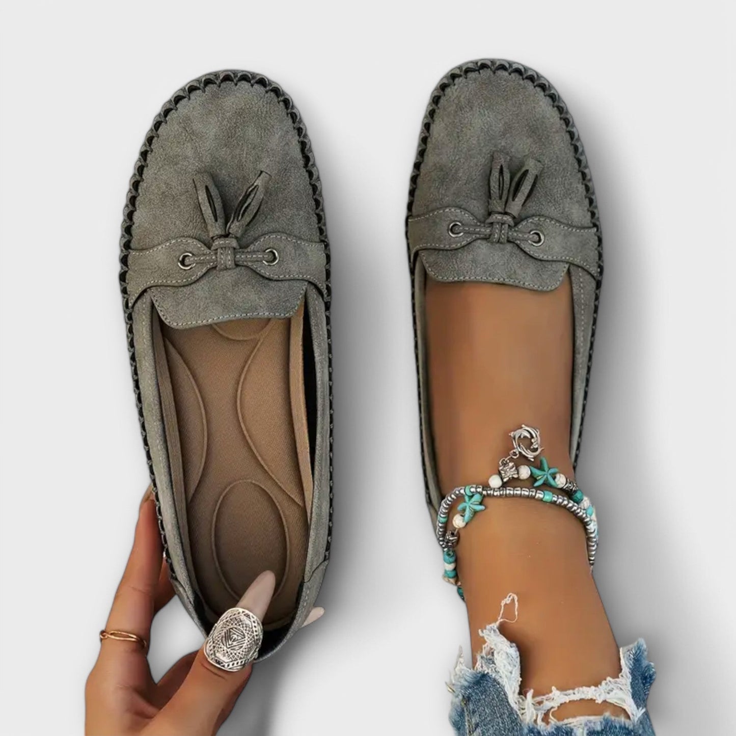 Orlina | Women Loafers with Slip On Design and Decorative Tassel Detail