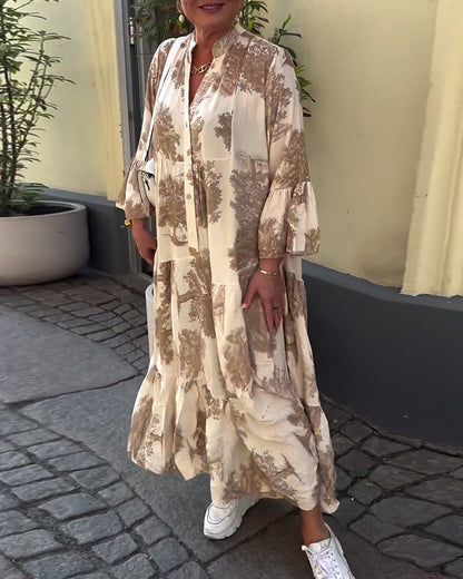 Octavia | Stylish printed maxi dress with ruffle sleeves