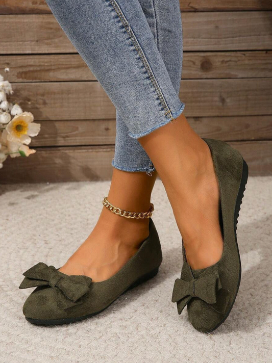 Anniston | Women’s Rounded-Toe Ballet Flats with Soft Bow | Classic