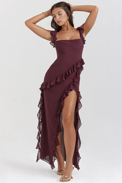 Elora | Women’s Ruffle-Trim Midi Dress | Stylish