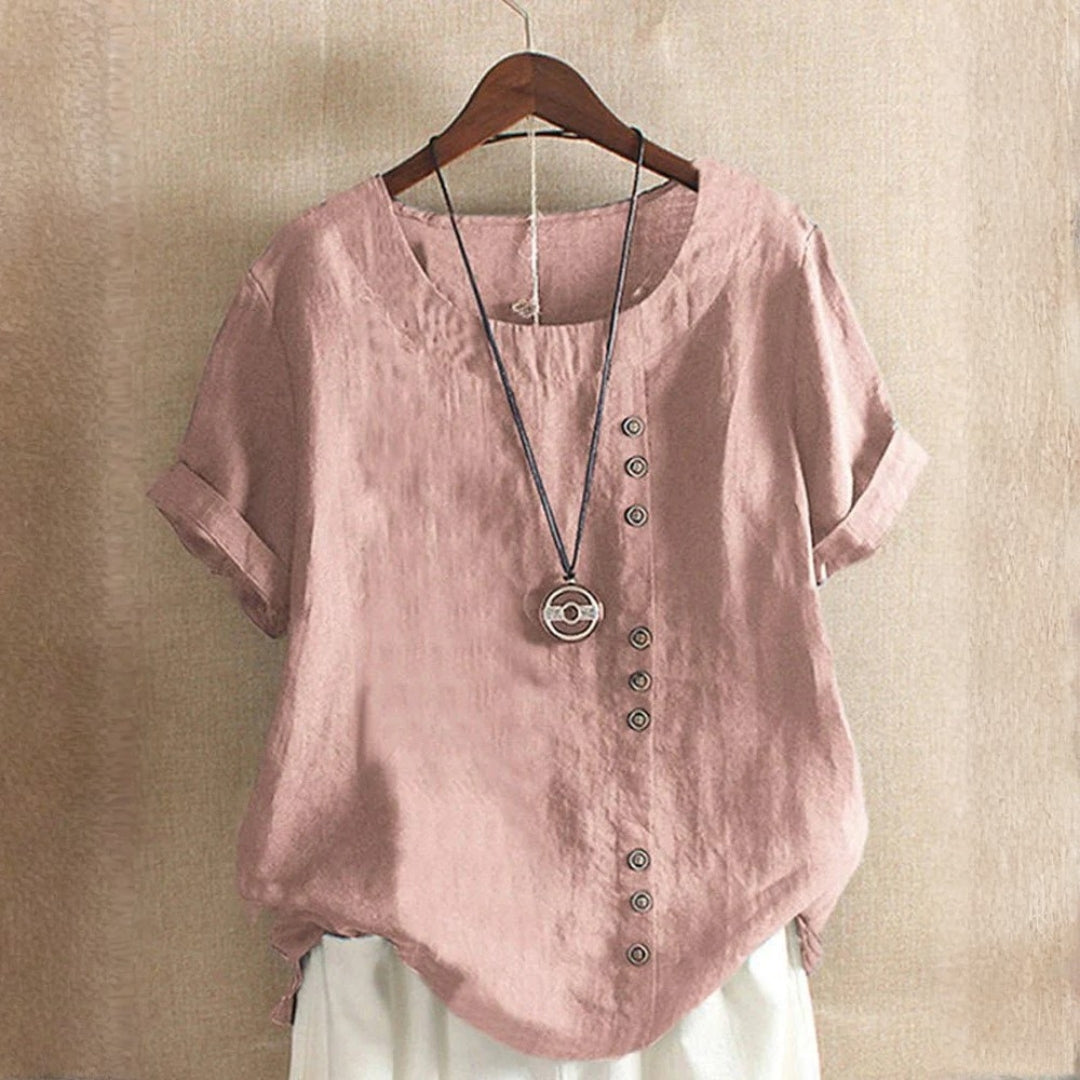 Claire | Women Casual Linen Blouse with Button Detail Design