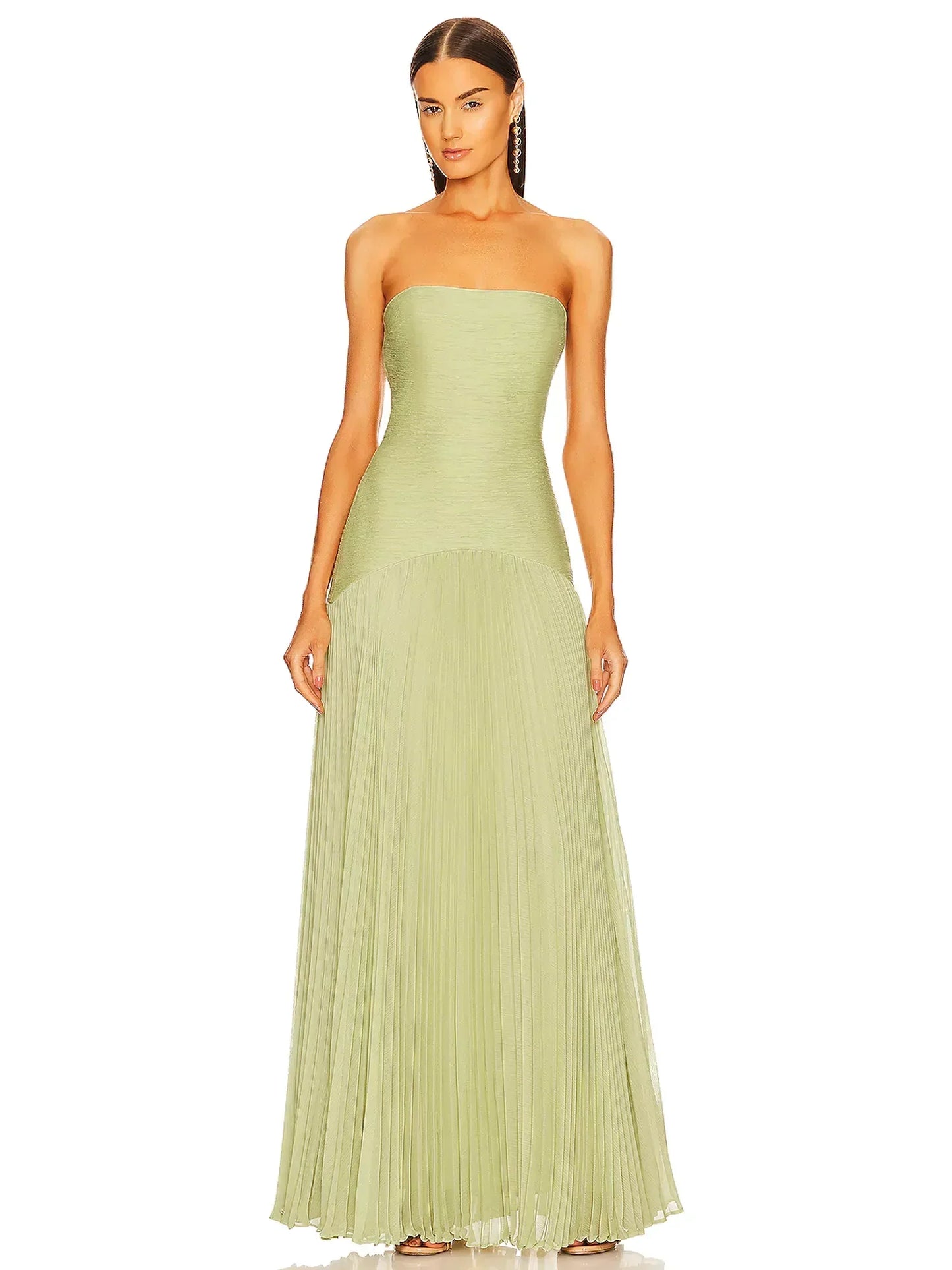 Skylar | Women’s pleated wedding guest maxi dress with strapless fit
