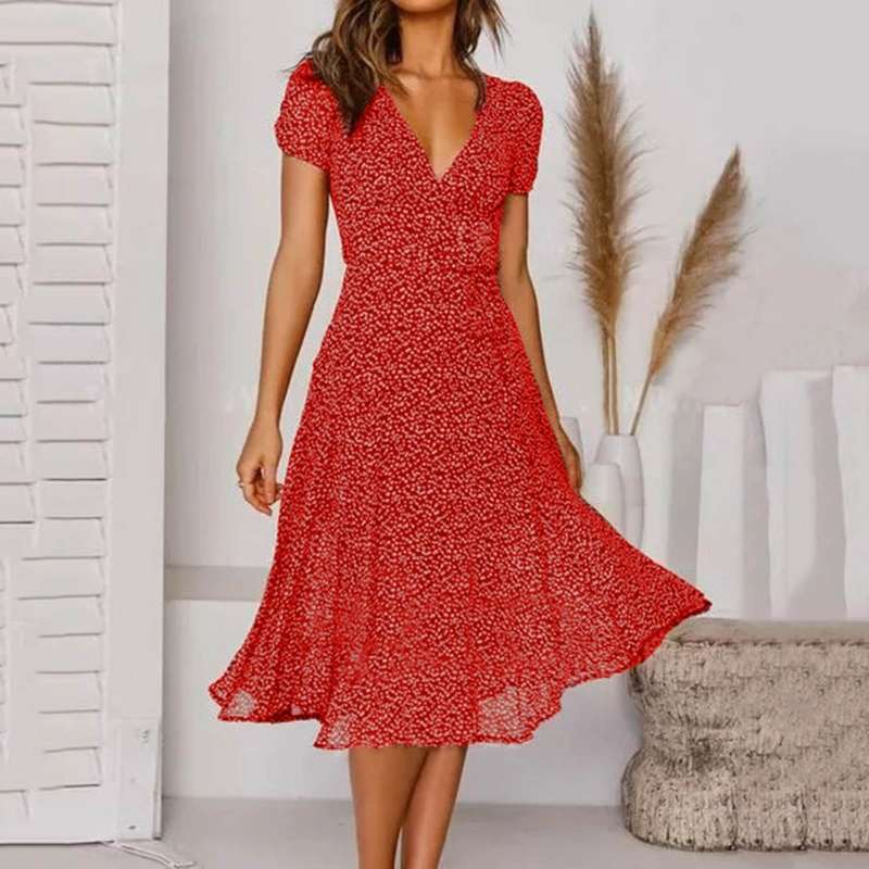 Halina | Women’s Lightweight Floral Midi Dress | Comfortable
