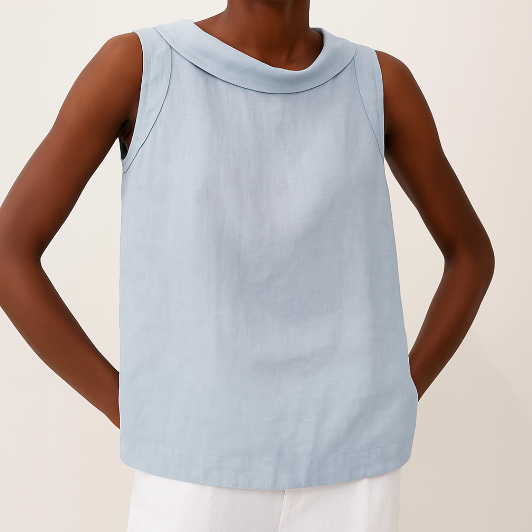 Stella | Sleeveless top with roll collar and clean silhouette