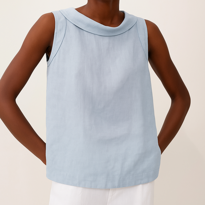 Stella | Sleeveless top with roll collar and clean silhouette