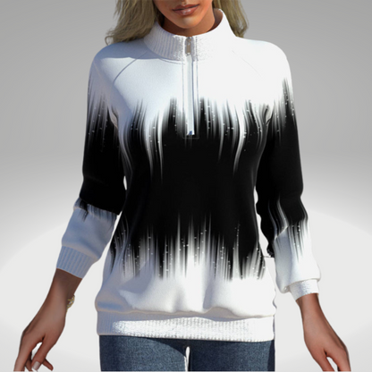Ellie | Autumn Sweatshirt with Stand Collar and Zip Closure