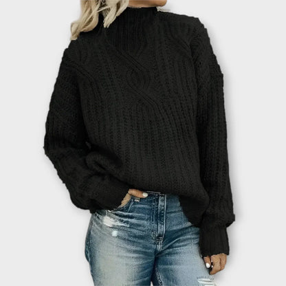 Michelle | Modern Cable Knit Sweater with High Neck