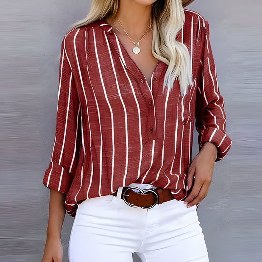 Ximena | Women’s Striped Button-Up Shirt | Plaid