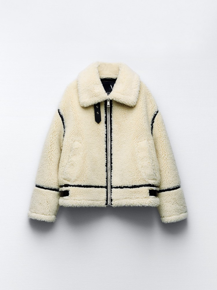 Aubrey | Teddy Fur Jacket with Lapel Collar and Zip Closure