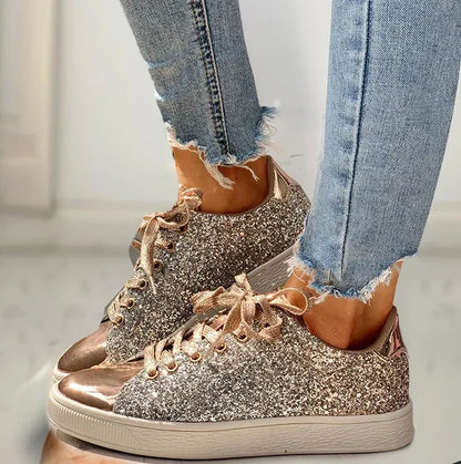 Lisa | Women's Casual Glitter Shoes with Metallic Detail