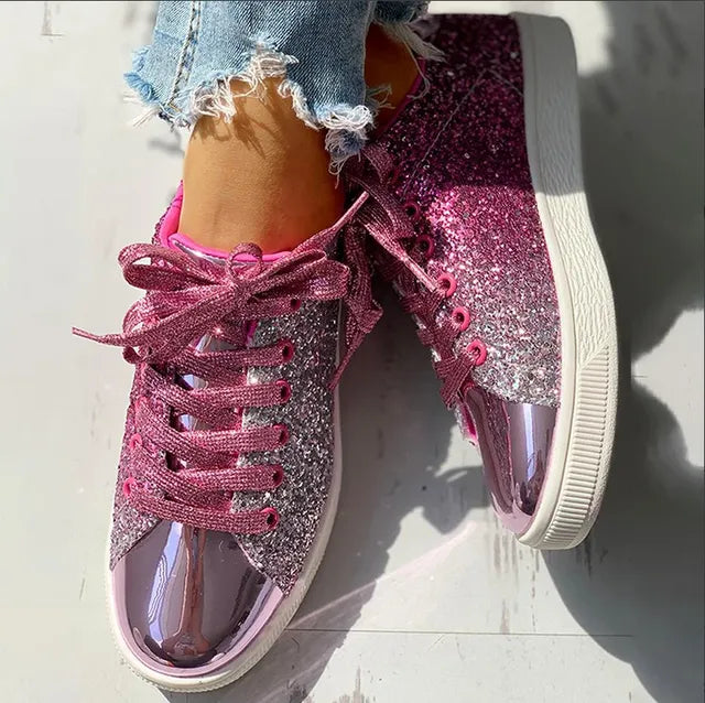 Lisa | Women's Casual Glitter Shoes with Metallic Detail
