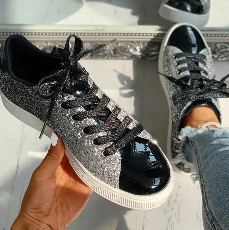 Lisa | Women's Casual Glitter Shoes with Metallic Detail