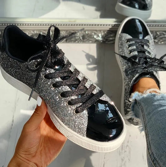 Lisa | Women's Casual Glitter Shoes with Metallic Detail