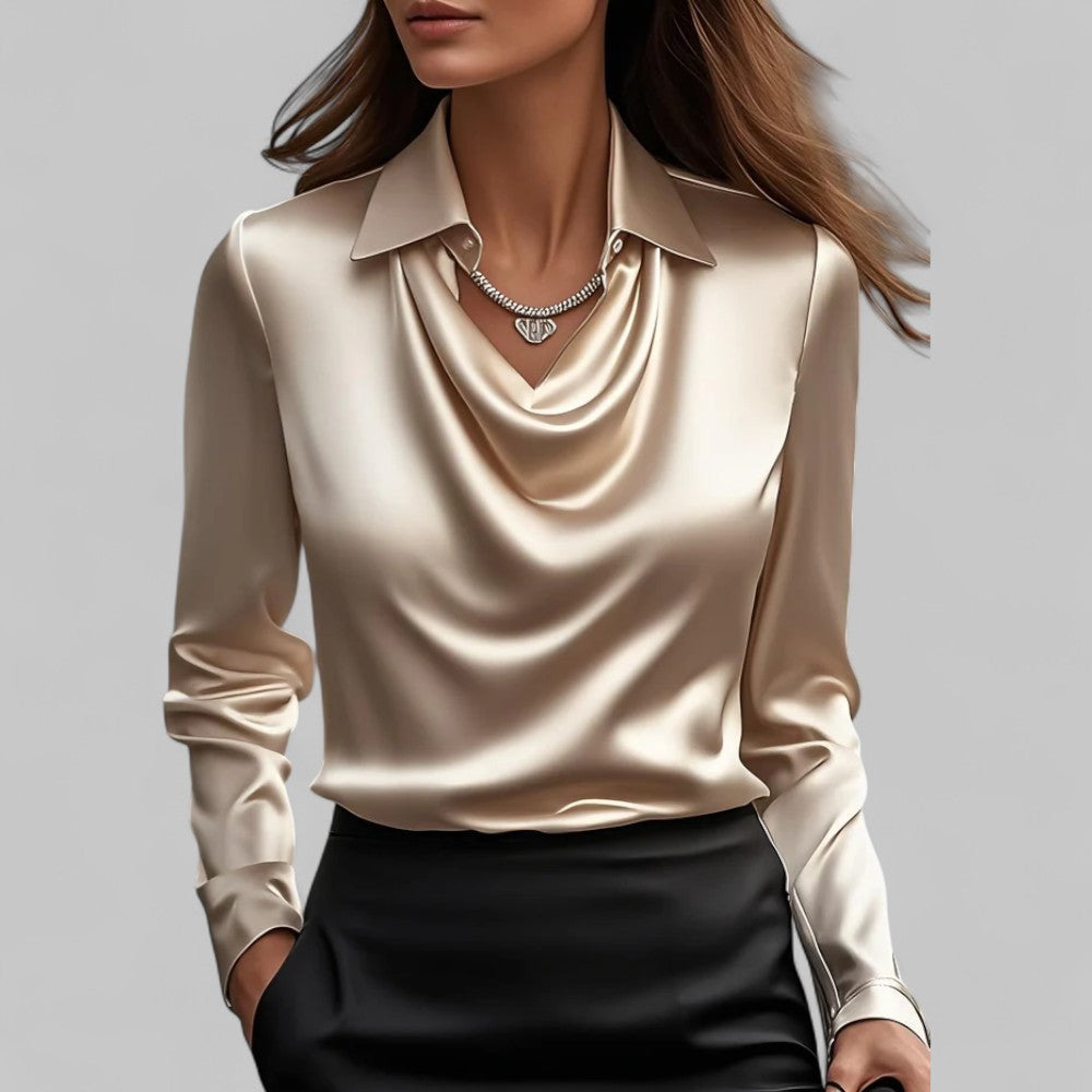 Victoria | Women’s Elegant Satin Blouse With Long Sleeves