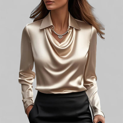 Victoria | Women’s Elegant Satin Blouse With Long Sleeves