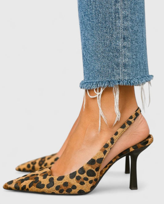 Celine | Elegant Leopard Print Slingback Heels